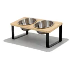 Elevated Cat Bowls with Food Mat 15° Tilted Stand Raised Cat Dishes for Food and Water Feeder 2 Stainless Steel Bowls for Cats - Image 7