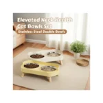 Fashion Pet Food And Water Station Dual Stainless Steel Bowls with Neck Support for Cats And Dogs