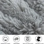 Long-Plush Round Pet Bed for Dogs & Cats - Image 3