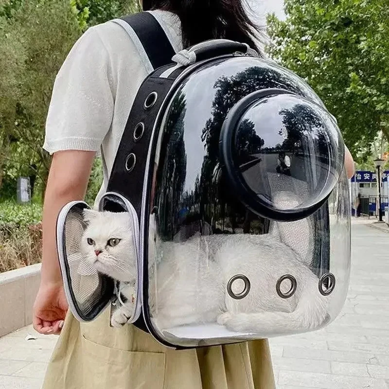 S73b2a69aaf3b4965a93441cc1ee7db93f.webp Transparent Space Capsule Pet Backpack Carrier Lightweight Portable Breathable Foldable for Cats Dogs Outdoor Travel Adventure - Image 1