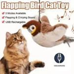 Rechargeable chirping and flapping bird cat toy