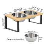 Elevated Cat Bowls with Food Mat 15° Tilted Stand Raised Cat Dishes for Food and Water Feeder 2 Stainless Steel Bowls for Cats - Image 8