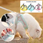 Reflective soft mesh pet harness and leash set