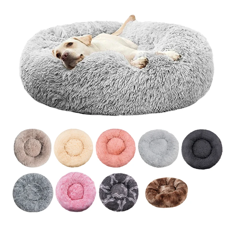 Sef14c46de87a44edbb2015973aff4181G.webp Round Dog Bed Winter Warm Cat Bed Plush Basket for Dog Washable Pet Bed for Small Medium Large Dog Sofa Cat - Image 1